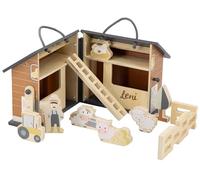 Fattoria in legno personalizzabile apribile - con personaggi e accessori - per bambini dai 18 mesi in su, personalizzata con nomi - Tryco