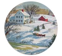 Fattoria invernale, Casa, piccolo fienile rosso, carrozza trainata da cavalli Puzzle Sostenibili Con Motivi Per Adulti Da Gioco in Legno Di Alta Qualità 1000pcs (67.5x67.5cm)