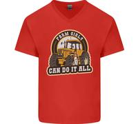 Fattoria Ragazze Can Do It Tutti Divertente Contadino Uomo V-Neck Cotone T-Shirt