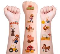 Fattoria Tatuaggi per Bambini, 10 Fogli Tatuaggi Temporanei Finti per Bambino, Animali da Fattoria Adesivi per Tatuaggi a Tema, Decorazioni per Feste di Compleanno Bambini e Bambine (G)