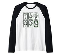 Fattoria Veggie Stamp Design Retro Cibo Locale Estetica Maglia con Maniche Raglan