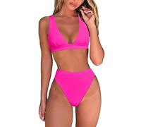 Fatty Tiger Bikini da Donna a Vita Alta Perizoma Sexy Brasiliano Triangolo Superiore Profondo Scollo a V Due Pezzi Costumi da Bagno, Mocassini Eleganti da Donna, XL