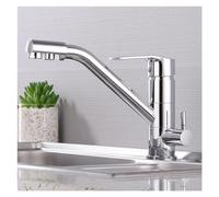 Faucet, 360° Rotation Kitchen Faucet Hot And Cold Mixer 3 Way Filter Tap Copper Dual Spout Purifier Sink Faucet Direct Drinking Faucet (Color : Chrome)