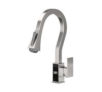 Faucet, Black Digital Display Kitchen Faucet,Pull out Spout 4 Modes,Multi-Mode Single Handle Hot And Cold Water Kitchen Faucet (Color : Natural)