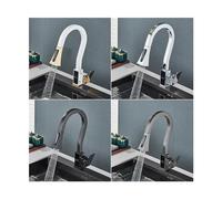 Faucet, Black Digital Display Kitchen Faucet,Pull out Spout 4 Modes,Multi-Mode Single Handle Hot And Cold Water Kitchen Faucet (Color : Silver)
