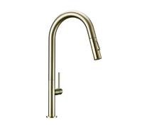 Faucet, Brushed Brass Black 360 Degree Swivel Kitchen Hot & Cold Water, Sink Faucet Pull out Round Single Hole Kitchen Faucet (Color : Brass)