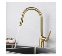 Faucet, Brushed Gold Draw Kitchen Faucet Deck Installation Flow Type Spray Cold And Hot Water Washing Tank Mixer Faucet Brass 360 Rotary Crane (Color : Chrome)