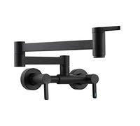 Faucet di riempimento per pentole montato a parete, 3 maniglie, 2 fori, lavello da cucina calda e fredda e pieghevole Tocca con braccio oscillante a doppia articolazione, finitura cromata in ottone