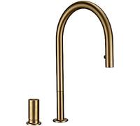 Faucet Invisible Pull out Sprayer Head Double Hole Single Handle Hot And Cold Solid Brass Kitchen Sink Mixer Tap