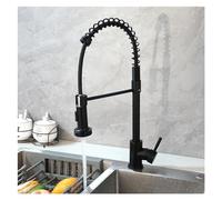 Faucet, Kitchen Faucet with Pull Down Sprayer Commercial Spring Kitchen Sink Faucet Single Handle 360 Swivel Kitchen Faucets Mixer (Color : Black)