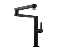 Faucet, Kitchen Sink Faucet Single Lever Hot And Cold Collapsible Swivel Basin Faucet Brass Black Gold Brushed Finish Deck Tee Filter Faucet Faucet(Black)