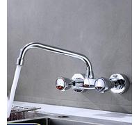 Faucet Multifunzione montata Rame, Cromo, Cucina, lavandino, Doppia Maniglia, Montaggio a Parete, valvola di miscelazione Calda e Fredda, Piscina per Lavanderia Balcone, Sezione del Rubinetto (Tubo