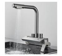 Faucet, Rain Shower Kitchen Faucet Pull out Faucet Kitchen Mixer Faucet Hot & Cold Water Temperature Digital Display (Color : B)