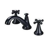 Faucets, 3 Hole Basin Mixer Taps 2 Handle Brass Split Hot And Cold Water Bathroom Tap/Nero
