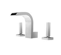 Faucets, 3 Hole Bathroom Basin Tap Waterfall Basin Tap Hot And Cold Water Brass Bathroom Sink Mixer Tap/Cromo