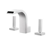 Faucets, 3 Hole Bathroom Basin Tap Waterfall Basin Tap Hot And Cold Water Brass Bathroom Sink Mixer Tap/Bianco