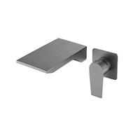 Faucets, Waterfall Basin Mixer Tap Wall Mounted Bathroom Sink Taps Stainless Steel Hot And Cold Water Basin Tap-Drawing/Grigio