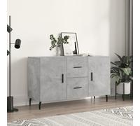 faucqel Credenza grigio cemento in legno con gambe in metallo, 100 x 36 x 60 cm, mobile moderno per soggiorno con molto spazio e ante per corridoio e sala da pranzo