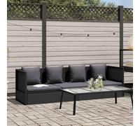 Faucqir Divano letto da giardino in polyrattan, nero, con cuscino, 200 x 60 x 58 cm, regolabile in 7 posizioni, resistente alle intemperie, per terrazza, balcone, all'aperto, relax e benessere