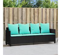 Faucqir Lettino prendisole con cuscino nero in polyrattan, schienale e poggiapiedi regolabili, sdraio da giardino per terrazza, balcone, all'aperto, benessere e relax, con rivestimento rimovibile e