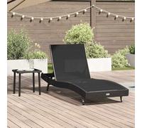 Faucqir Lettino prendisole in polyrattan, 2 pezzi, nero, con schienale regolabile e pratico tavolo, per terrazza, giardino, balcone, all'aperto, relax e benessere
