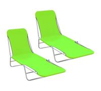 Faucqir Lettino prendisole pieghevole, 2 pezzi, in acciaio e tessuto, verde, con schienale regolabile, 55 x 182 x 24 cm, portata fino a 120 kg, ideale come lettino da giardino e piscina