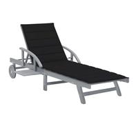 Faucqir Sdraio da giardino in legno massiccio di acacia, con cuscino, regolabile e mobile, ideale come lettino relax per terrazza, balcone, piscina e benessere all'aperto, per il relax e le vacanze