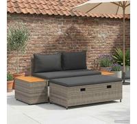 Faucqir Set di mobili da giardino, 4 pezzi, con 2 panche e 2 tavoli, per terrazza, balcone, veranda, prato, cortile, ingresso, campeggio, design resistente alle intemperie, robusto telaio in acciaio