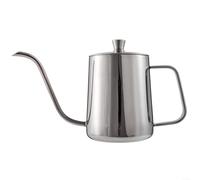 Fauhapyway 304 caffettiere in acciaio inox a collo di cigno bollitore versare sopra il gocciolamento con beccuccio di controllo del flusso per birra manuale 350 ml argento (argento 600 ml)