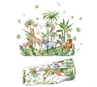 Fauhapyway Adesivi da parete con animali della giungla, grandi dimensioni, in PVC, rimovibili, per camera dei bambini, camera da letto, soggiorno, decorazione per aula