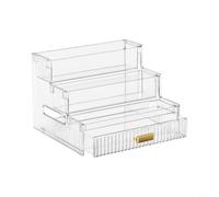 Fauhapyway Cassetto organizer trasparente a 3 livelli per bottiglie di | PET trasparente, bordi rialzati impediscono lo scivolamento, cassetto inferiore, 23 x 20 x 17 cm, vanità da piano di lavoro