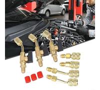 Fauhapyway Kit di 7 valvole a sfera compatte per aria condizionata da 5/16 pollici femmina a 1/4 di pollice maschio R134A R410A R22 R12 adattatore set HVAC manutenzione auto