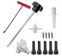 Fauhapyway Kit di strumenti per la rimozione dello stelo della valvola degli pneumatici tubeless, con impugnatura antiscivolo, set da 13 pezzi (nero)