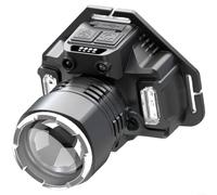 Fauhapyway Lampada frontale a LED ricaricabile con sensore di gesto, luce bianca, rossa e blu, faro regolabile a 90° per campeggio, escursionismo, corsa (sette sorgenti luminose)