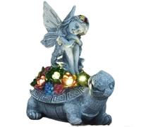 Fauhapyway Lampada solare in resina per statua da giardino fatata | Illuminazione automatica a energia solare, artigianato in resina, design fata blu, dimensioni 20 cm, decorazione da giardino