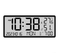 Fauhapyway Moderno orologio da parete LCD con grande schermo, sveglia digitale che visualizza ora, data, temperatura, luna