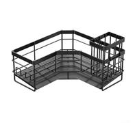 Fauhapyway Organizer Cucina Angolare per Spugne e Stracci(Black) | Ferro verniciato antiruggine, design a L, misura 23x23.5cm, perfetto per angoli stretti, nero o bianco