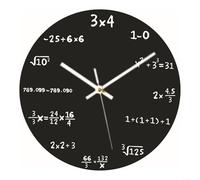Fauhapyway Orologio da parete moderno con equazione matematica, 30 cm, in plastica, funzionamento a batteria, design unico per insegnanti, studenti, soggiorno (3 x 4 fondo nero)