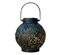 Fauhapyway per lanterna per solare da per giardino in Ferro 15cm Nera | Ferro per robusto, design per ritagliato elegante, nero opaco, 15cm altezza, per giardino terrazzo