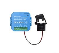 Fauhapyway Per Tuya WiFi Energy Monitor per misuratore di tensione di potenza 2 canali con dispositivo di misurazione della corrente del morsetto in tempo reale (blu 1CT)
