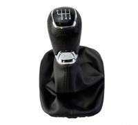 Fauhapyway Pomello del cambio per Skoda Octavia A5 per A6 2004-2012 in metallo con copertura per bagagliaio in pelle, cambio manuale a 5/6 velocità (6 velocità)