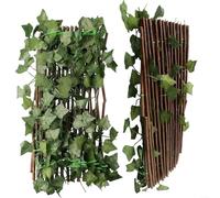 Fauhapyway Recinzione con foglie di edera artificiale, recinzione per la privacy, espandibile, con foglie finte, decorazione per cortile e patio (patata dolce)
