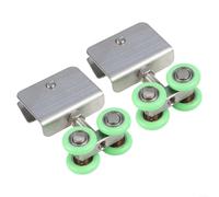 Fauhapyway Rulli per porte scorrevoli in acciaio inox per doccia, porte in vetro, finestre, kit di pulegge a 4 ruote con viti e morsetti (2 pezzi)