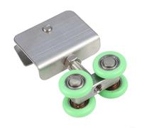 Fauhapyway Rullo per porta scorrevole in acciaio inox per doccia, porte in vetro, finestre, kit di pulegge a 4 ruote con viti e morsetti (1 pezzo)