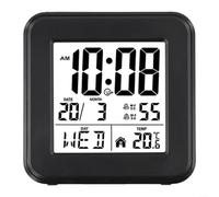 Fauhapyway Sveglia intelligente per anziani con ampio display a LED, calendario della temperatura, data ora di facile lettura, allarmi multipli, interfaccia intuitiva (nero)