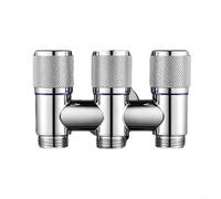 Fauhapyway Valvola ad angolo a 3 vie, deviatore d'acqua in ottone, splitter con manopole di controllo individuali per bagno, WC, bidet, spruzzatore (argento)