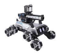 Fauitay Cane robot acrobatico con telecomando, 8 ruote, luci LED di rotazione a 360°, musica e lanciatore di proiettili morbidi, per bambini