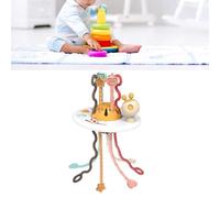 Fauitay Giocattoli per la Dentizione del Bambino Giocattoli da Masticare per Neonati Massaggiagengive Rilassanti con Design a Pressione e Impugnatura (Giocattolo interattivo con cordino da tirare