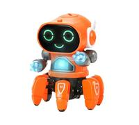 Fauitay Giocattolo robot a 6 artigli, braccio flessibile a 90 gradi, telaio mobile, giocattolo robot che balla e canta con suono chiaro (arancione)