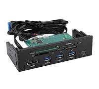 Fauitay Lettore di Schede Interno da 5,25 Pollici Pannello Frontale Multifunzione con 6 Slot per Schede USB 3.0 Porta USB 3.1 ESATA per Installazione Alloggiamento unità PC Desktop